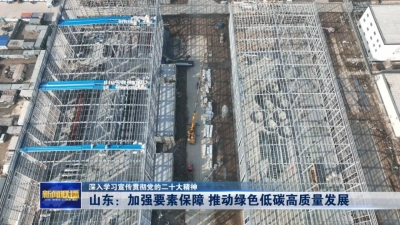 深入学习宣传贯彻党的二十大精神丨山东：加强要素保障 推动绿色低碳高质量发展