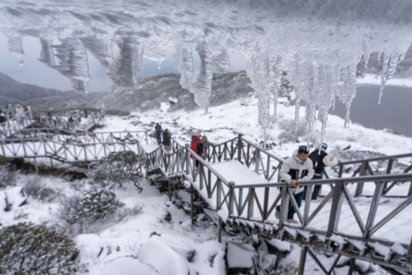 大理蒼山：銀裝素裹美景引客來