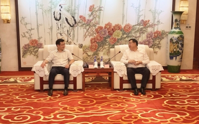 运达股份禹城市苇河风电场并网运行 仪式前杨洪涛会见浙江省机电集团总经理杨震宇