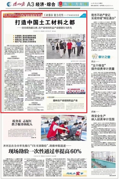 德州市政协副主席、市产业用纺织品产业链链长马传先：打造中国土工材料之都