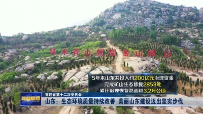 喜迎省第十二次党代会丨山东：生态环境质量持续改善 美丽山东建设迈出坚实步伐 