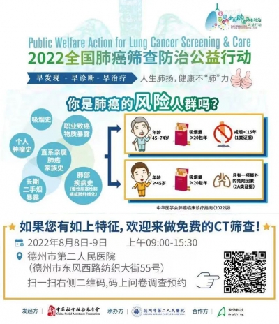 市民可免费做CT | 全国肺癌筛查防治公益行动走进德州，预约从速！