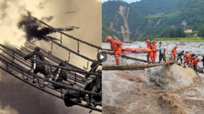 跨越87年的同框！这是今天的“飞夺泸定桥”