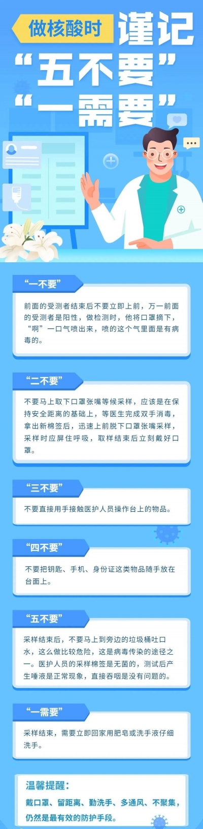 防疫科普 | 核酸检测时，这“五不要”“一需要”要牢记