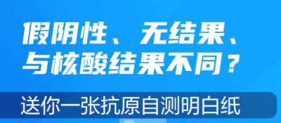 闪电防疫站 | 假阴性、无结果、与核酸结果不同？送你一张抗原自测明白纸