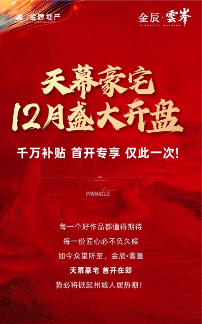  金辰雲峯 | 天幕豪宅 12月盛大开盘！