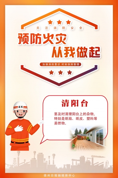 海报 | 预防火灾 从我做起：清阳台