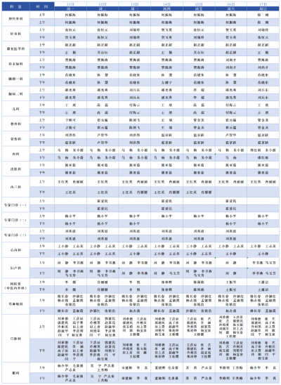 德城区中医医院（德州联合医院）11月11日—11月17日门诊医生坐诊表