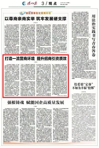 观点 | 打造一流营商环境  提升招商引资质效